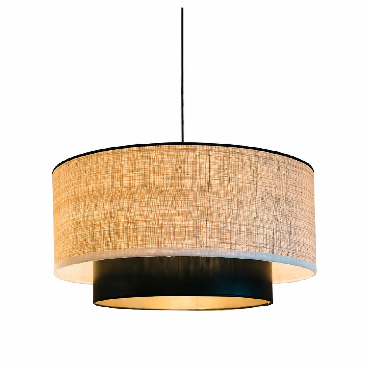 Metal frame detail on raffia pendant light