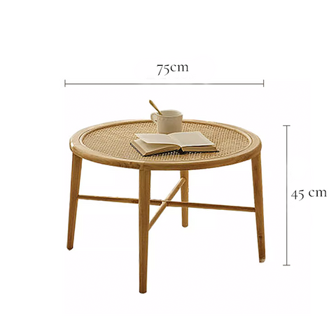 Alaginiyan Wooden Rattan Round Coffee Table