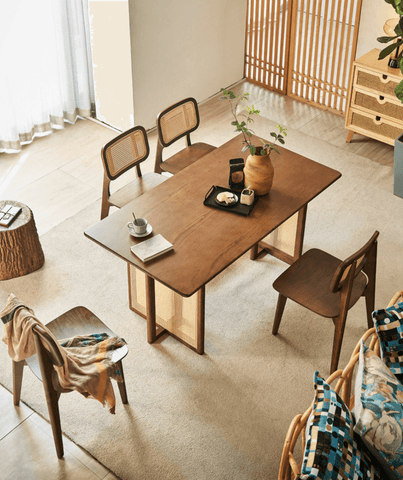 Oskar Walnut Dining Table Set With Bench