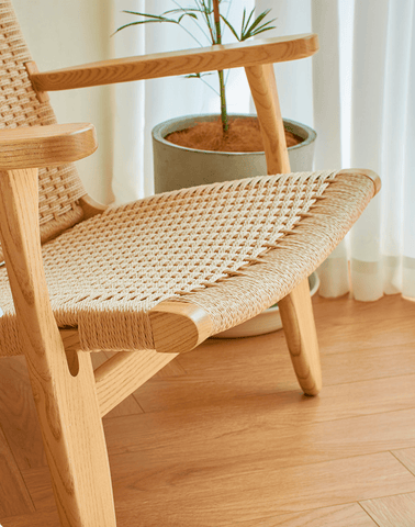 Alagan Wooden Woven Reading Armchair