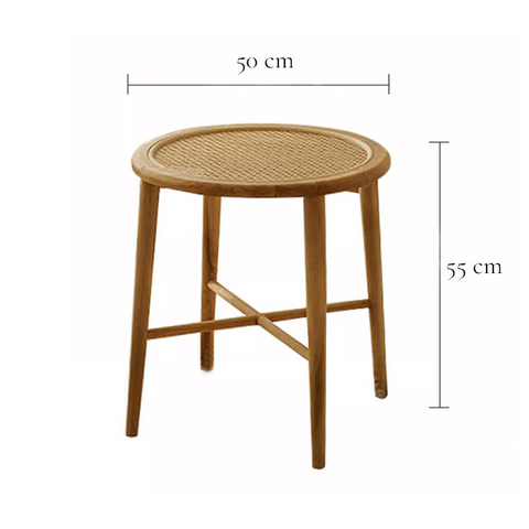Alaginiyan Wooden Rattan Round Coffee Table