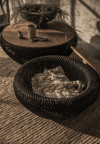 Rustic Rattan Round Coffee Table
