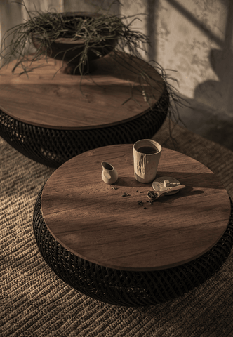 Rustic Rattan Round Coffee Table