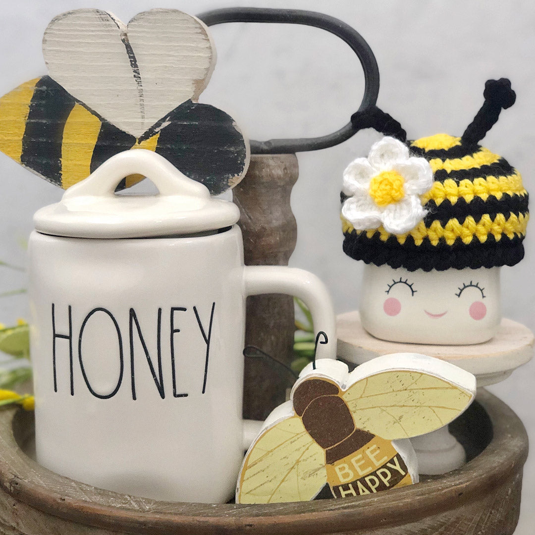 Cuddle Decor, LLC Bumble Bee Crochet Marshmallow Mug Hat - Thumbnail 4