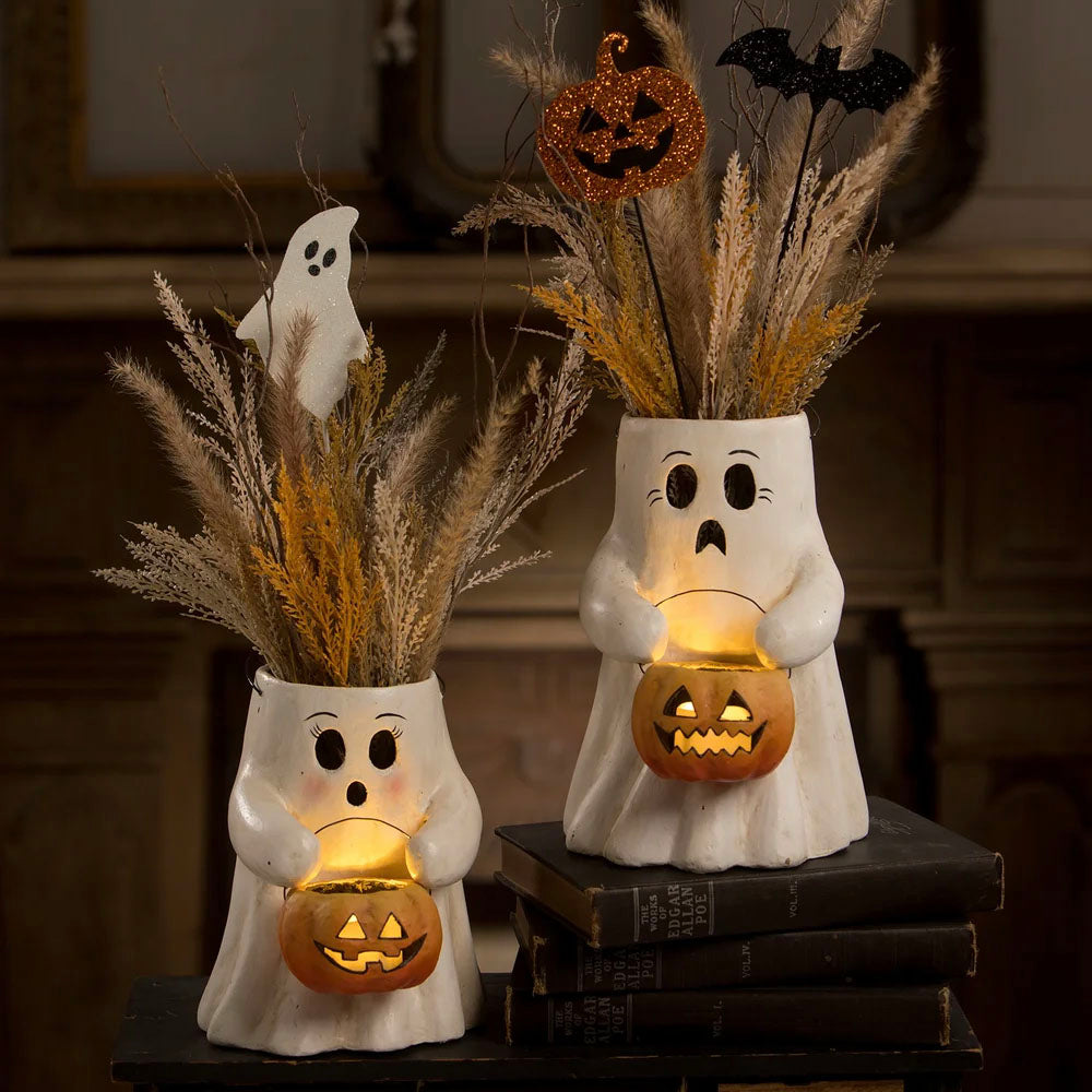 Scaredy Boo Scaredy Boo With Pumpkin Bucket Paper Mache 8