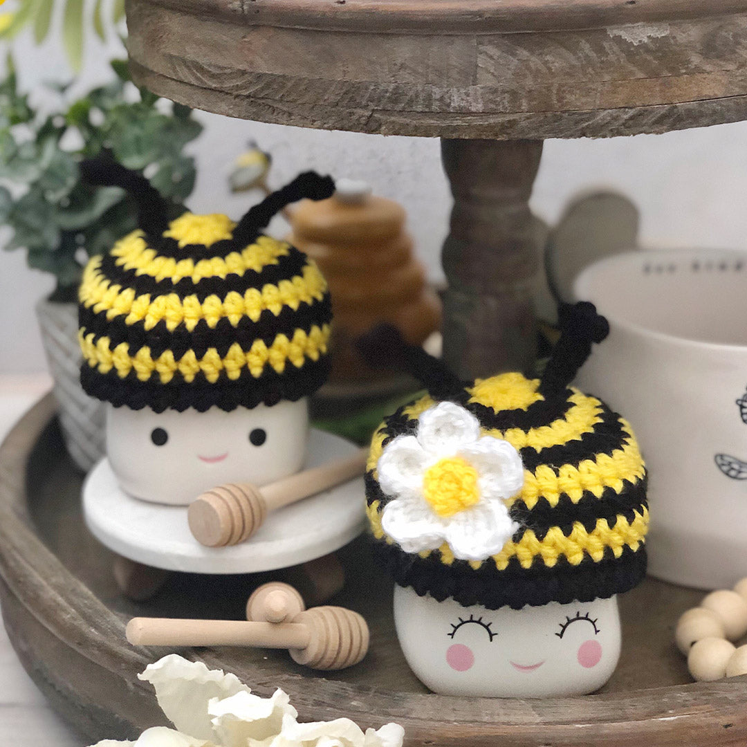 Cuddle Decor, LLC Bumble Bee Crochet Marshmallow Mug Hat - Thumbnail 5