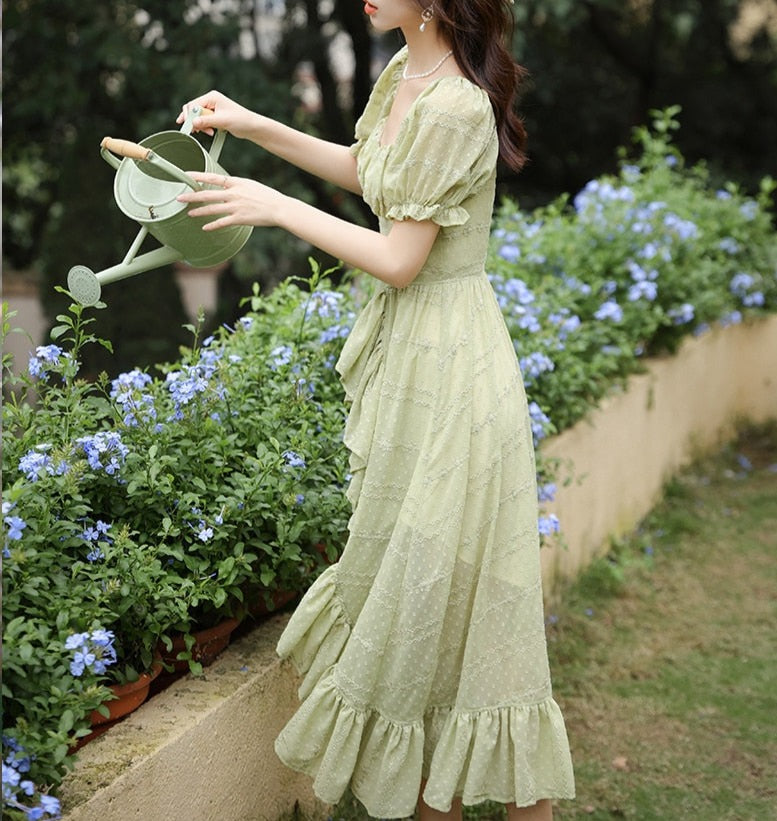 slim fit dress slacks Dainty Green Fairycore Dress Ethereal Essence Dress green fairy dress main image 1