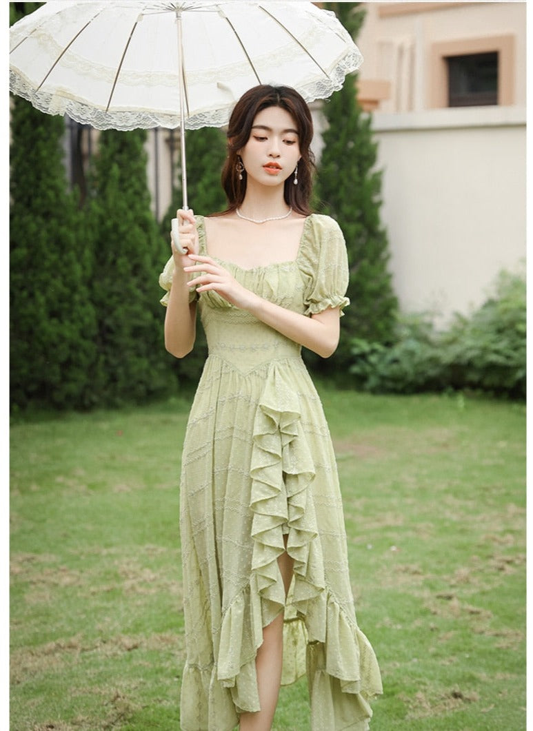 peridot green dress The Cheryl Dress in Peridot Cheverny Brocade 00 / Peridot Cheverny Brocade main image 1