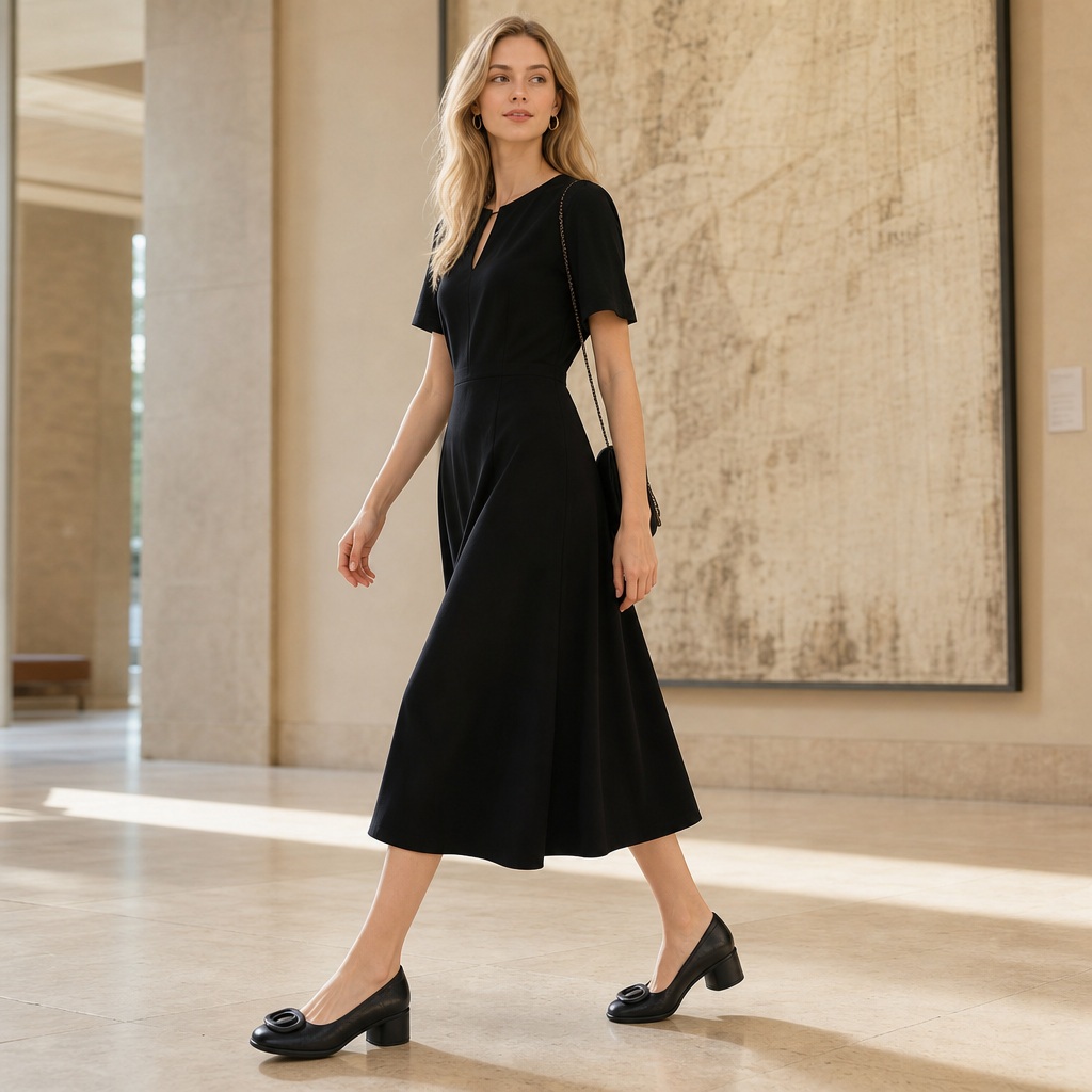 Chunky heel loafers in a horizontal lifestyle scene