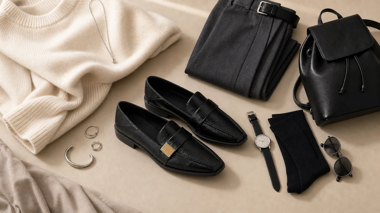 Eleganckie, łatwe do zakładania mokasyny w stylu vintage w poziomej scenie