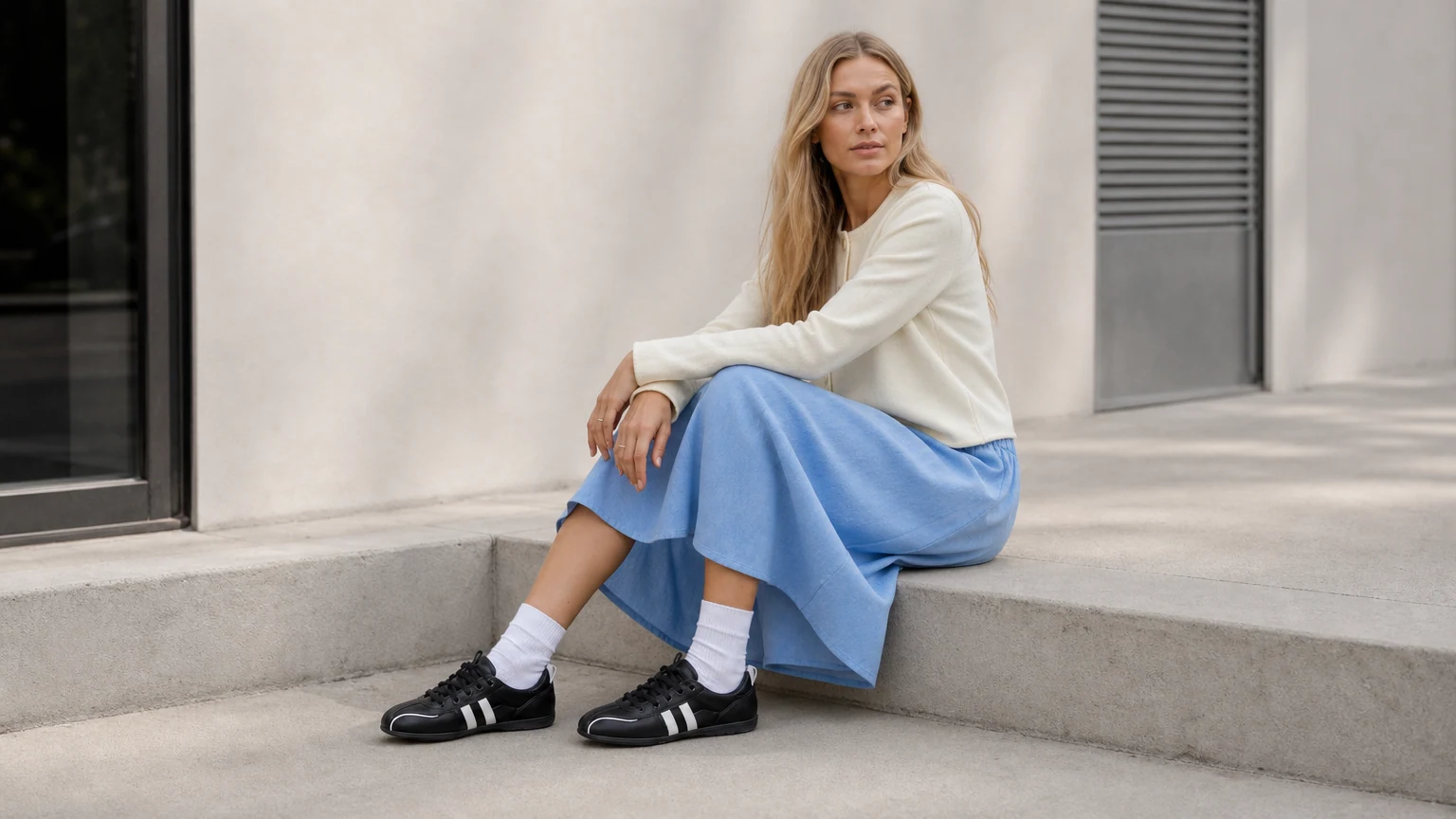 Damesballerina's met veters, gestyled in een horizontale lifestylescène