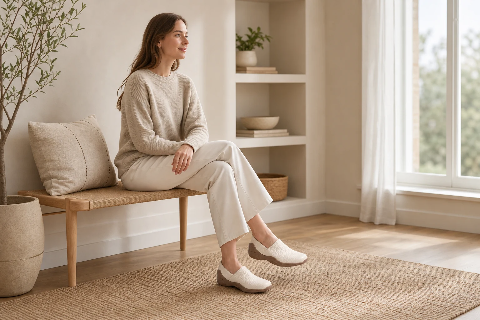 Buty wsuwane na scenie lifestylowej opartej na produkcie w kontekście