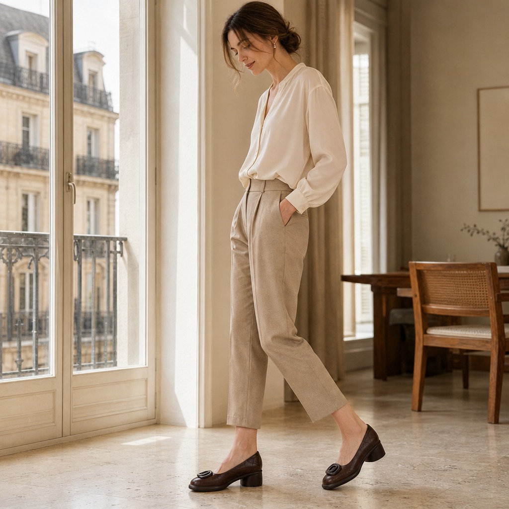 Soft leather-look loafers in a lifestyle product scene