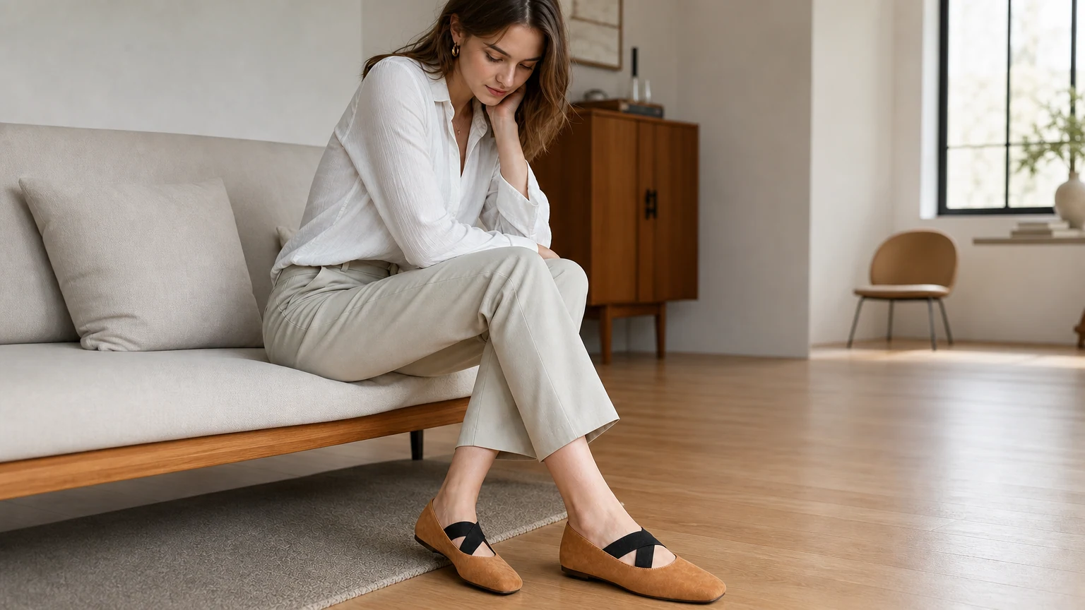 Ballerine con punta squadrata in uno stile minimal da lavoro