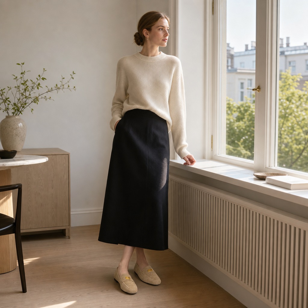 Apricot penny loafers in a horizontal lifestyle scene