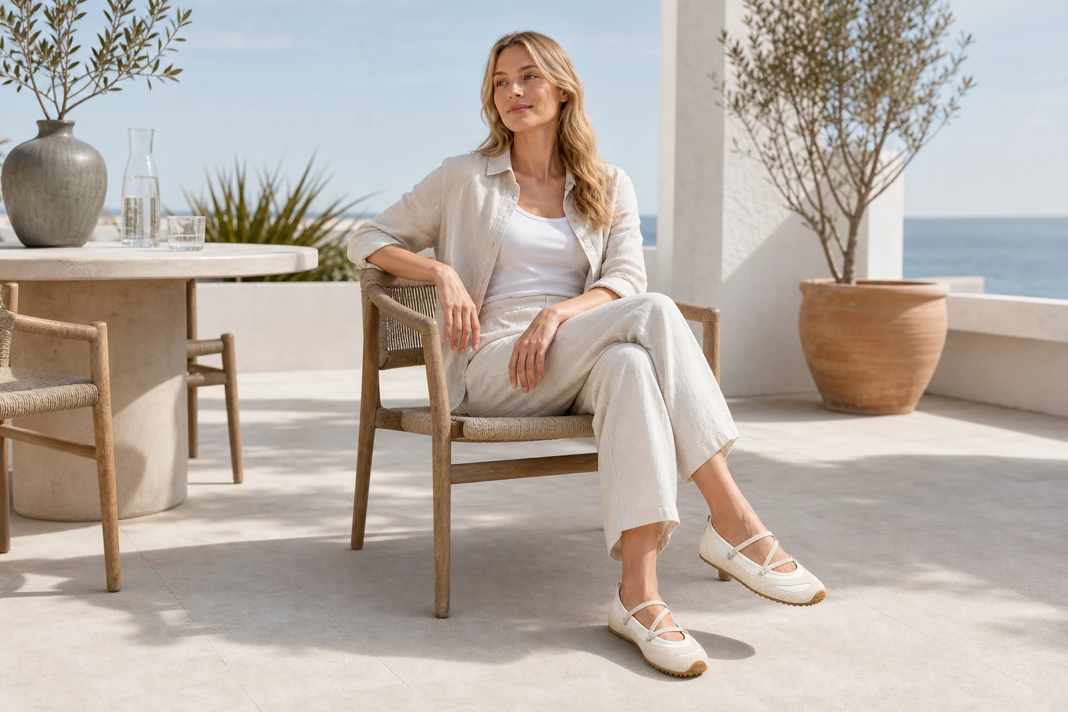 Ballerine con cinturino in una scena di prodotto lifestyle