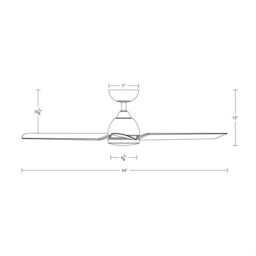 54 inch Mocha Ceiling Fan by WAC dimensions