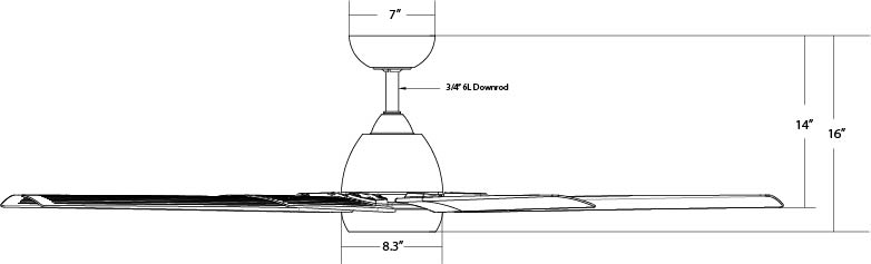 66 inch Mocha XL Ceiling Fan by WAC dimensions