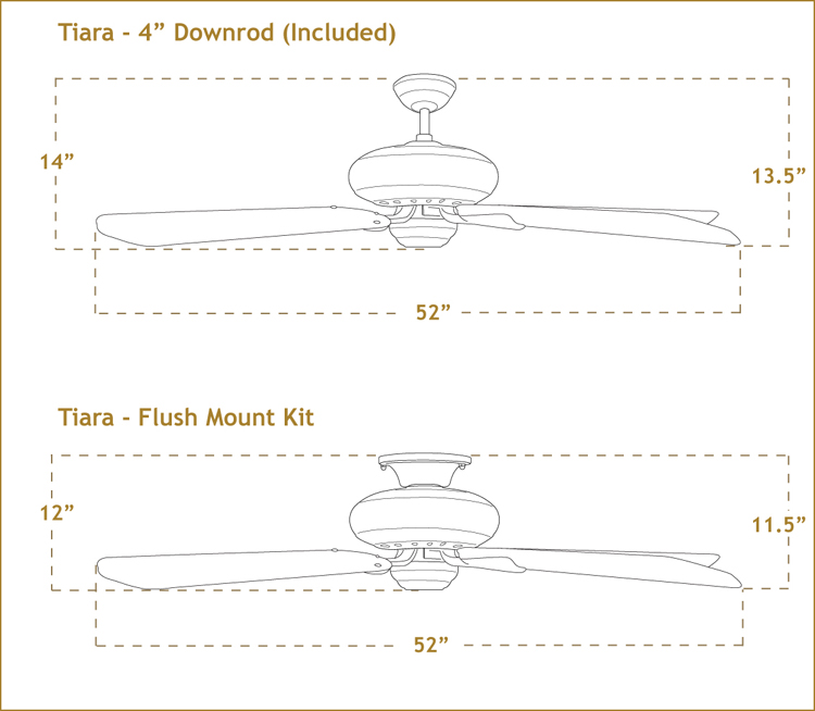 Tiara with 52 inch sweep Blades dimensions