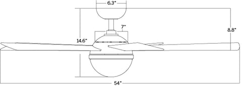 54 inch Eclipse Ceiling Fan Dimensions