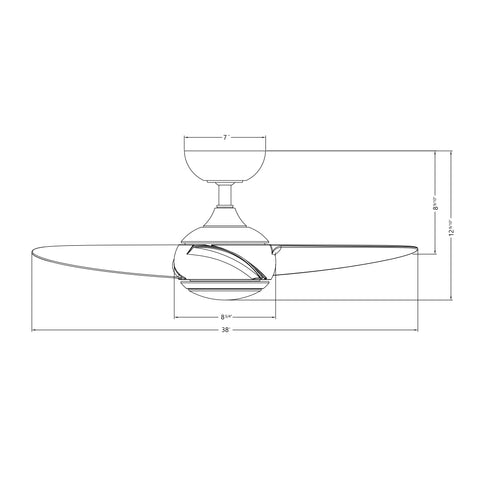 38 inch LOFT Ceiling Fan Dimensions