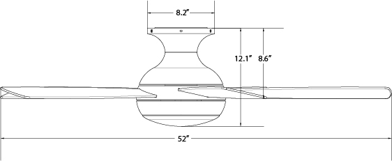 52 inch Odyssey Flush Ceiling Fan by WAC dimensions