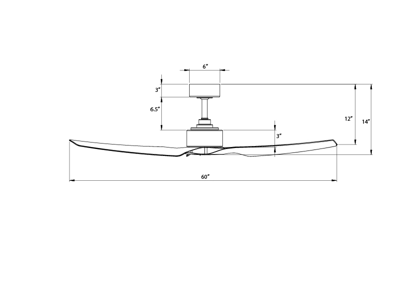 60 inch Stella Ceiling Fan by WAC dimensions