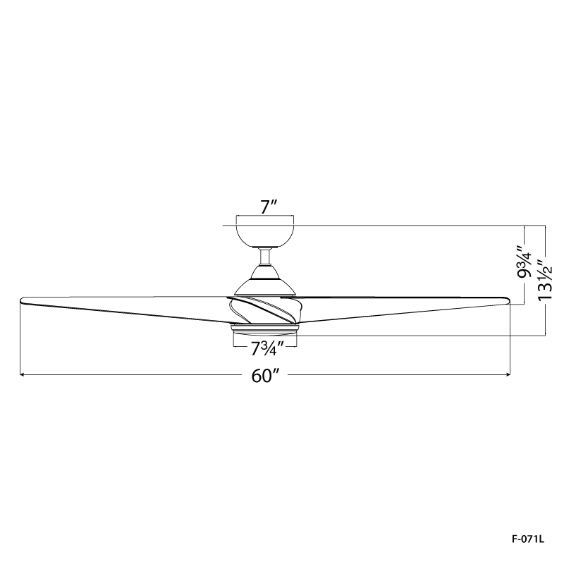 60 inch Viper Ceiling Fan by WAC dimensions