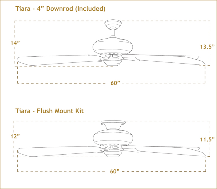 Tiara with 60 inch sweep Blades dimensions 60 inch Tiara Large Ceiling Fan
