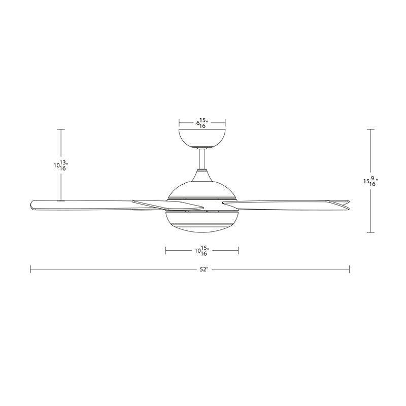 52 inch Odyssey Ceiling Fan by WAC dimensions