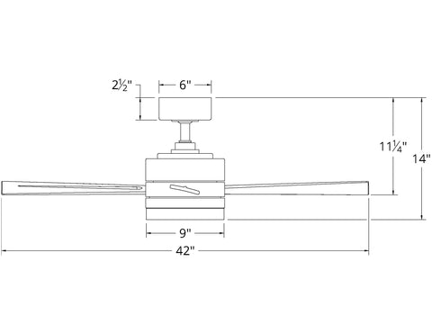 42 inch Wynd ceiling fan by Modern Forms dimensions