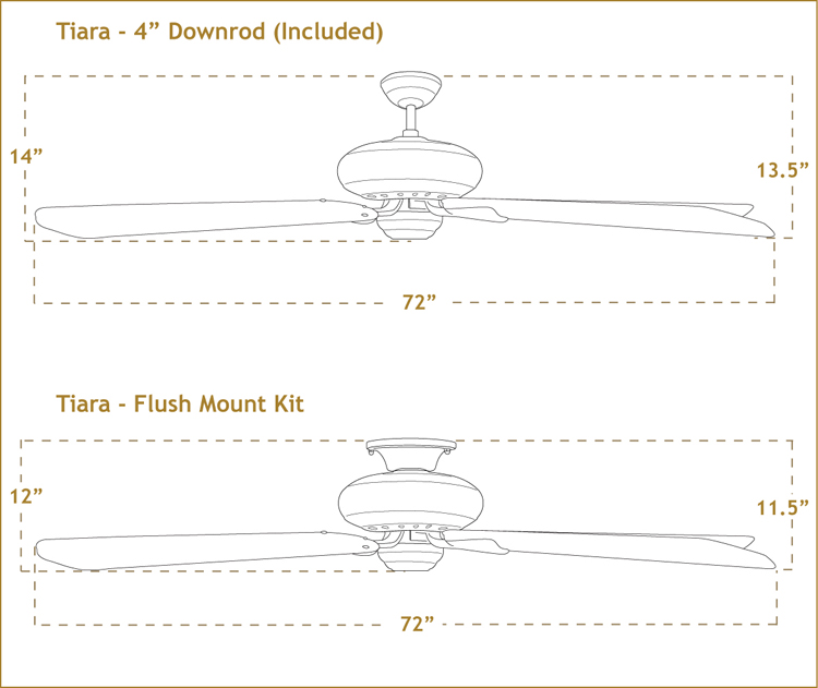 Tiara with 72 inch sweep Blades dimensions