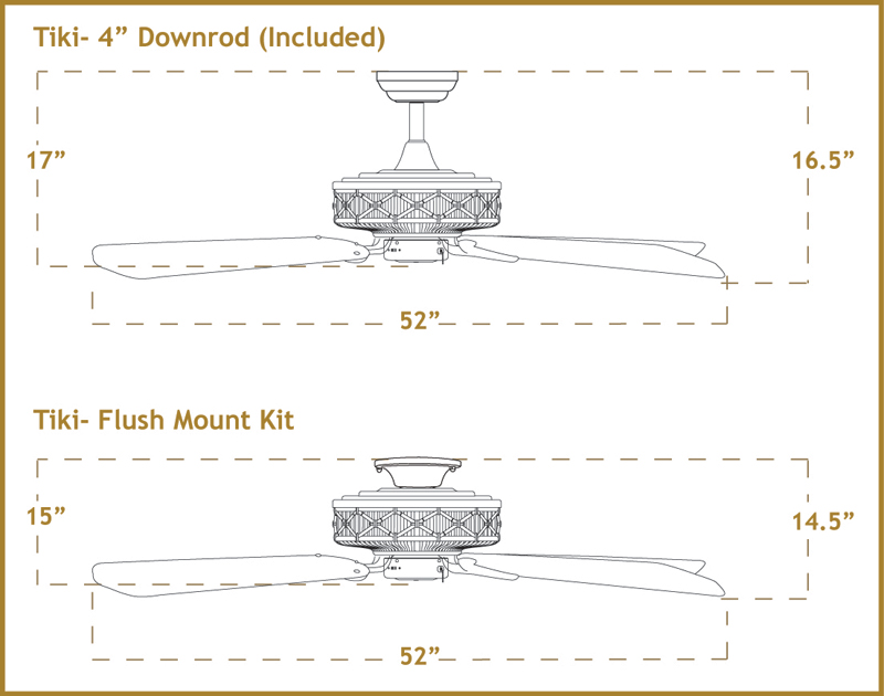 Tiki Arbor 100 Ceiling Fan Dimensions