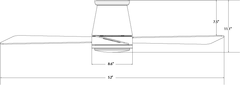 52 inch Hug Ceiling Fan by WAC dimensions