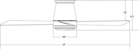52 inch Hug Ceiling Fan by WAC dimensions