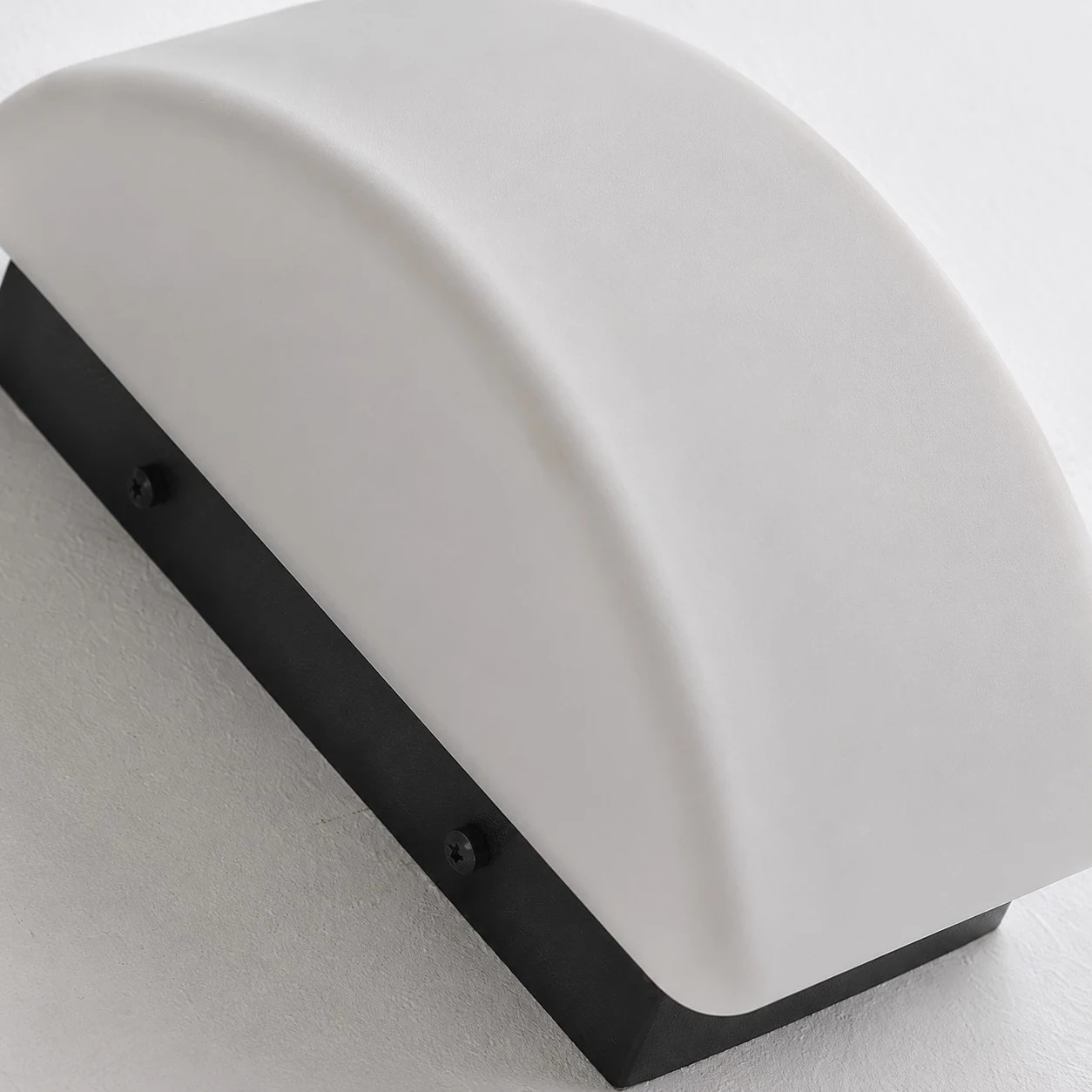 White glass shade and black metal detail