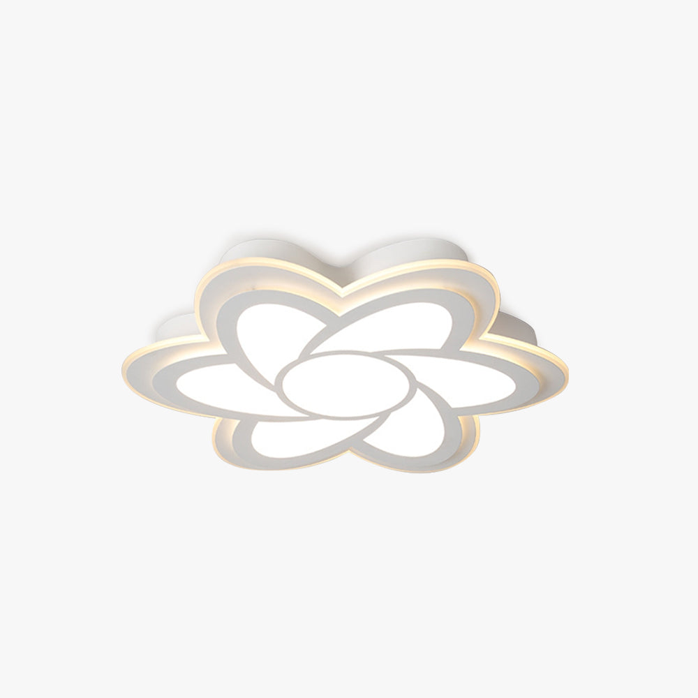 Hana Modern White Flower Flush Mount Ceiling Light, Metal