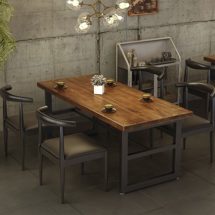 Industrial Solid Wood Dining Table Trestle Base Dining Site Table for Home