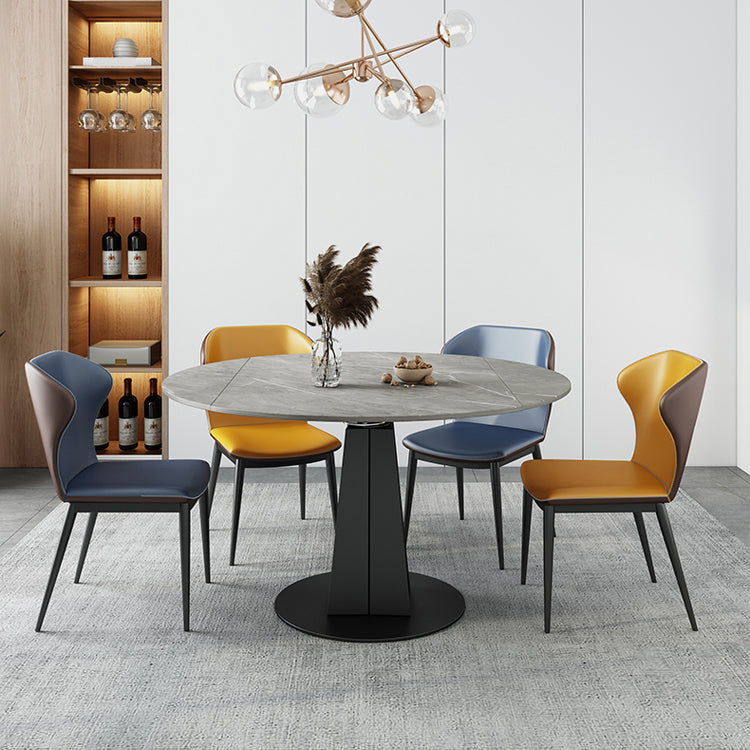 Extendable Round Dining Table Modern Sintered Stone Top Table with ...