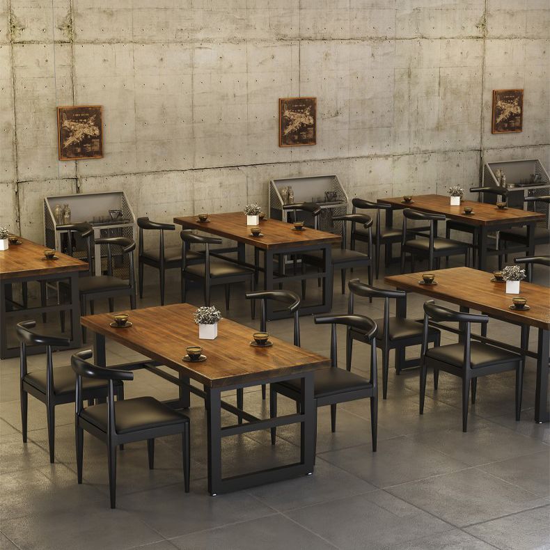 Industrial Solid Wood Dining Table Trestle Base Dining Site Table for Home