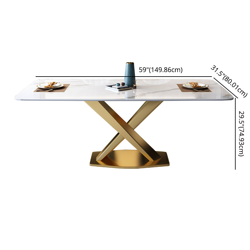 Modern Sintered Stone Dining Table Rectangular Dining Table Set with X ...