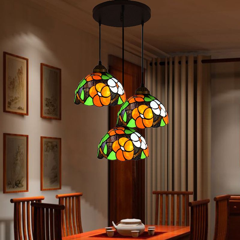 Dome Shade Stained Art Glass Pendant