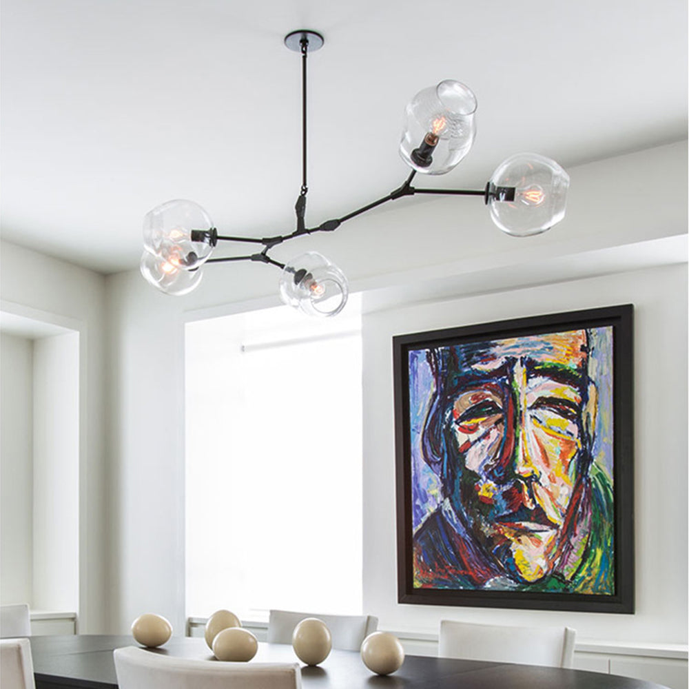 Modern Branching Glass Bubble Chandelier