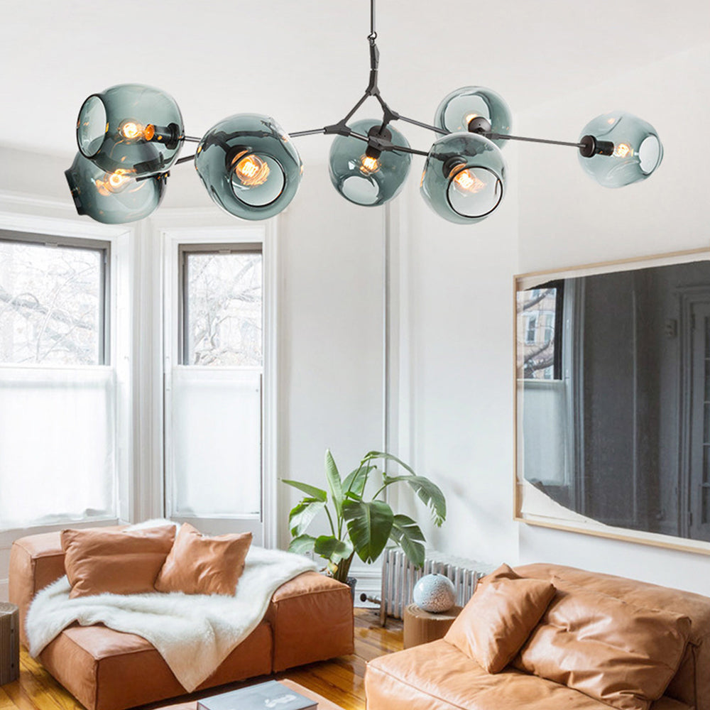 Modern Branching Glass Bubble Chandelier