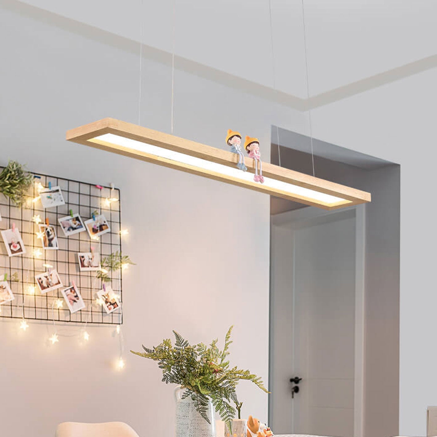 Rectangular Strip Light Nordic Minimalist Log Rectangular Strip Island Light LED Chandelier