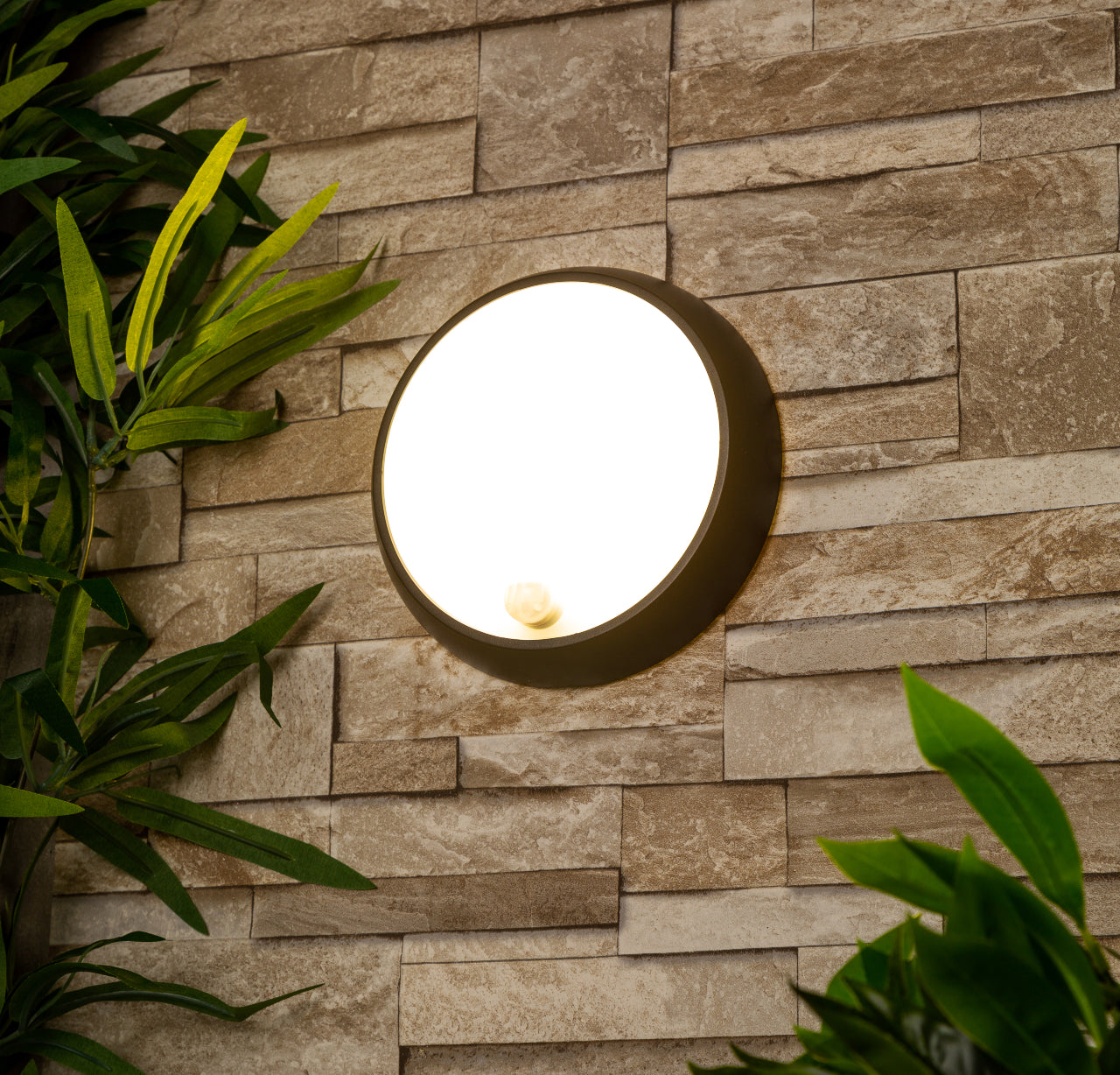 ZARA Black Round Medium Wall Or Ceiling Light With Motion Sensor