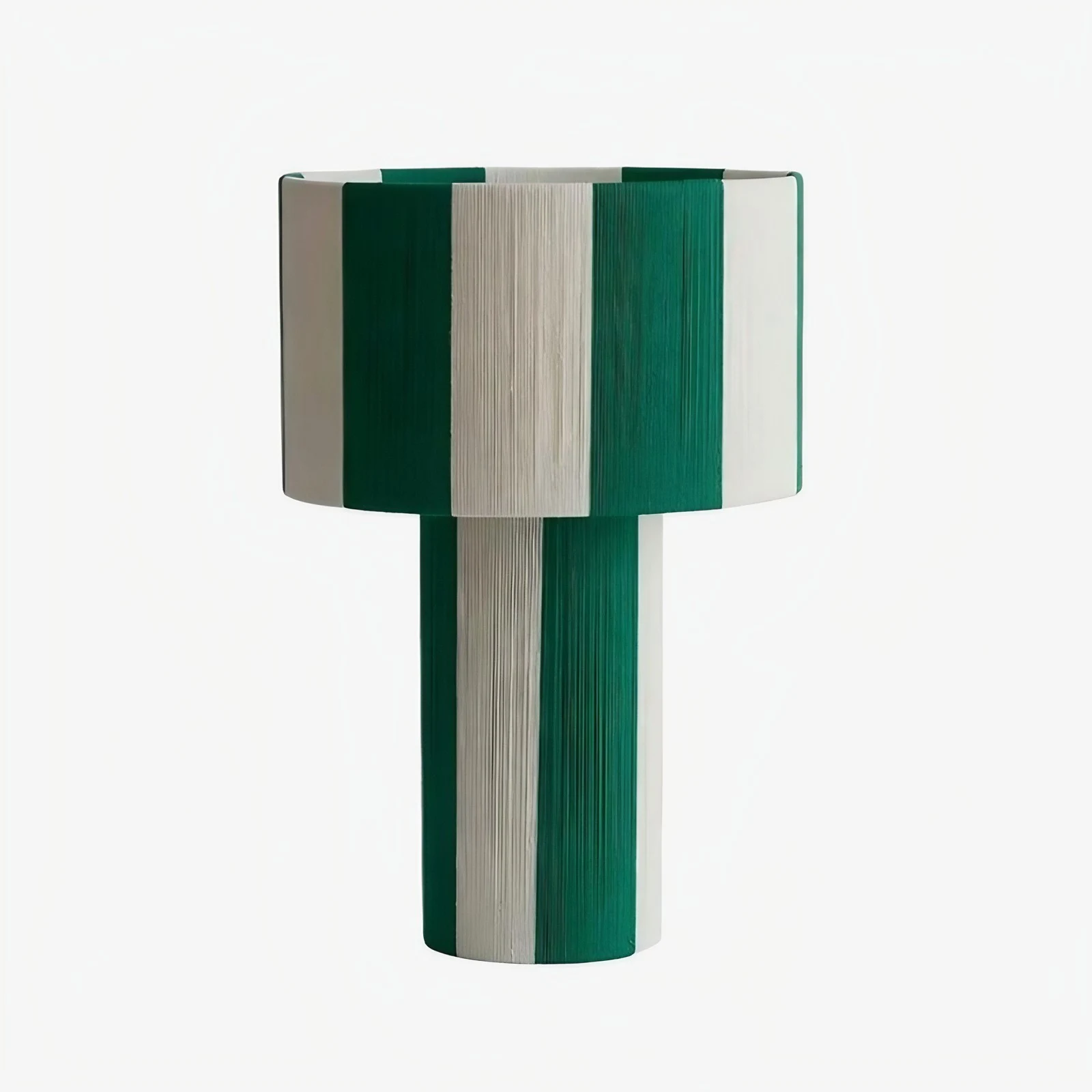 Green striped woven table lamp color option